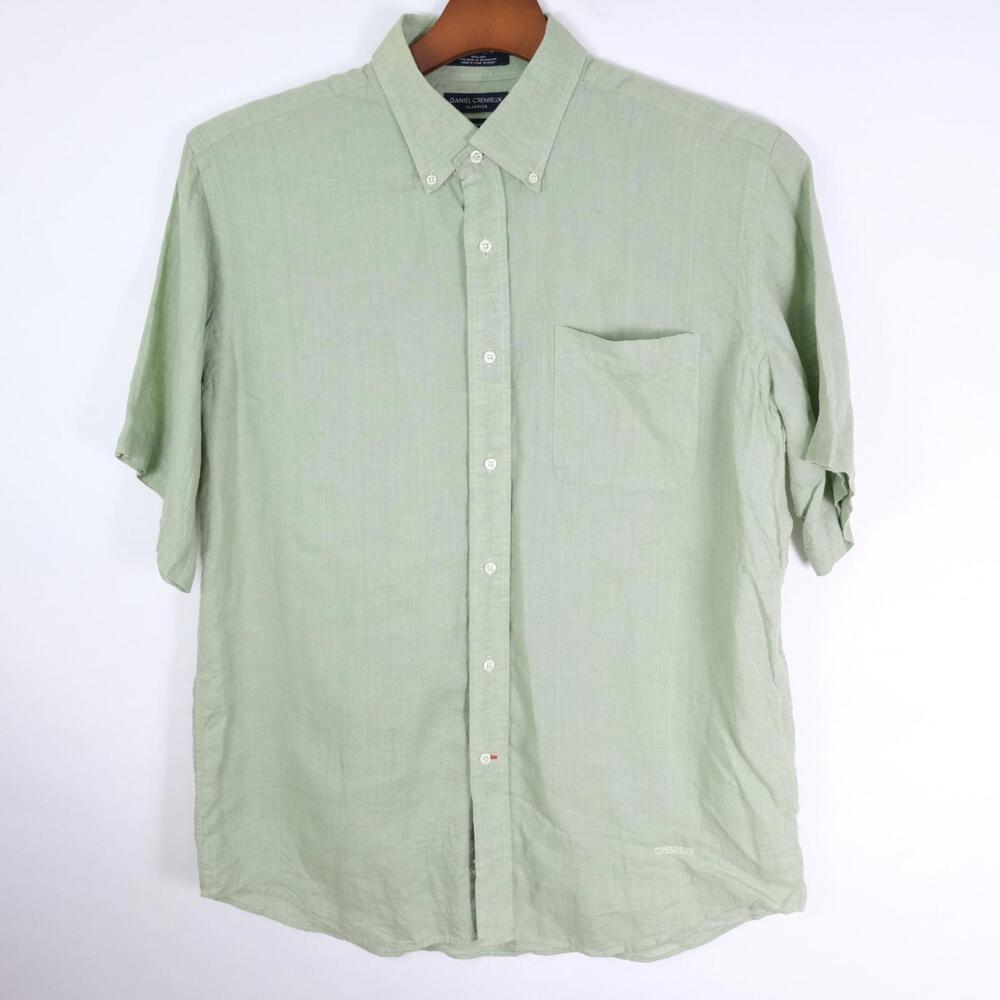 Daniel Cremieux Classics Button Shirt Italian Fabric Linen Men's Large Linen